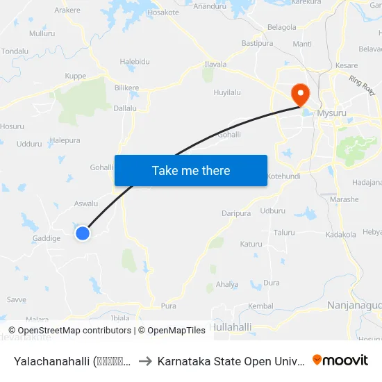 Yalachanahalli (ಯಲಚನಹಳ್ಳಿ) to Karnataka State Open University map