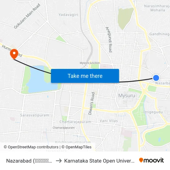 Nazarabad (ನಜರಾಬಾದ್) to Karnataka State Open University map
