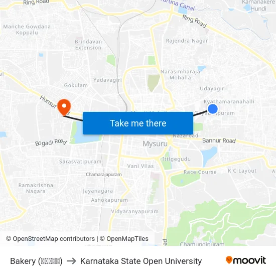 Bakery (ಬೇಕರಿ) to Karnataka State Open University map