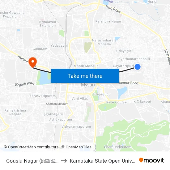 Gousia Nagar (ಘೌಸಿಯಾ ನಗರ) to Karnataka State Open University map