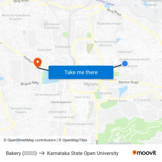 Bakery (ಬೇಕರಿ) to Karnataka State Open University map