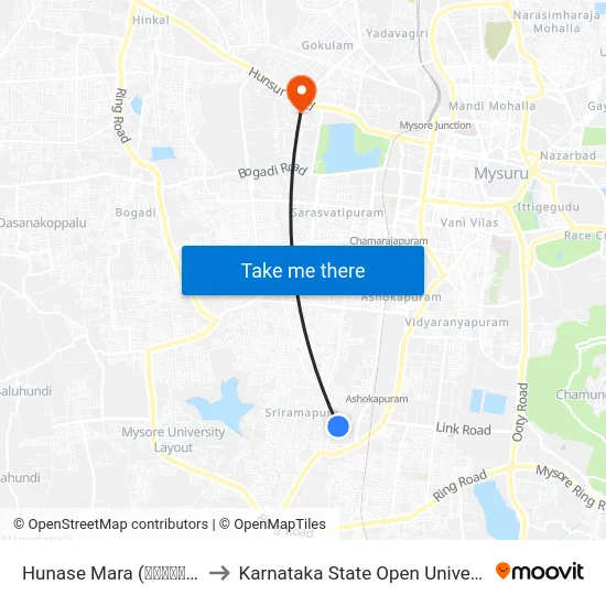 Hunase Mara (ಹುಣಸೇ ಮರ) to Karnataka State Open University map