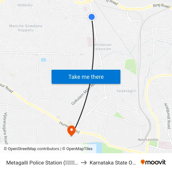 Metagalli Police Station (ಮೆಟಗಳ್ಳಿ ಪೋಲೀಸ್ ಸ್ಟೇಷನ್) to Karnataka State Open University map
