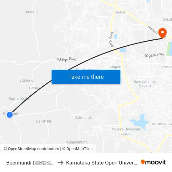 Beerihundi (ಬೀರಿಹುಂಡಿ) to Karnataka State Open University map