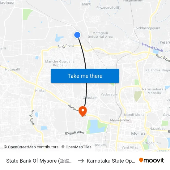 State Bank Of Mysore (ಮೈಸೂರಿನ ಸ್ಟೇಟ್ ಬ್ಯಾಂಕ್) to Karnataka State Open University map