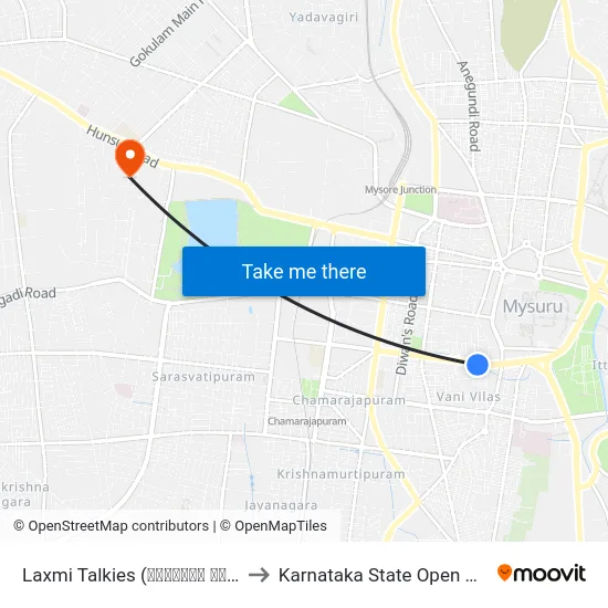 Laxmi Talkies (ಲಕ್ಷ್ಮೀ ಚಿತ್ರಮಂದಿರ) to Karnataka State Open University map