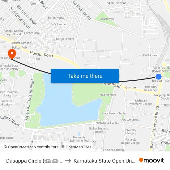 Dasappa Circle (ದಾಸಪ್ಪ ವೃತ್ತ) to Karnataka State Open University map