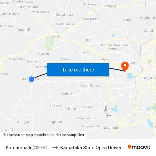 Kamarahalli (ಕಮರಹಳ್ಳಿ) to Karnataka State Open University map