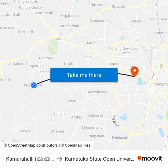 Kamarahalli (ಕಮರಹಳ್ಳಿ) to Karnataka State Open University map