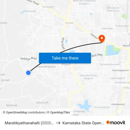 Maratikyathanahalli (ಮಾರತಿಕ್ಯಾತನಹಳ್ಳಿ) to Karnataka State Open University map