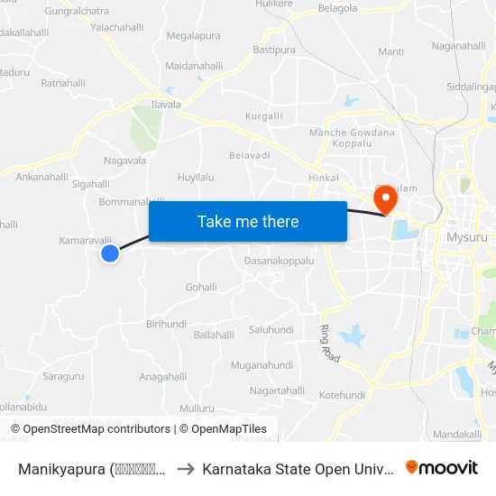 Manikyapura (ಮಾಣಿಕ್ಯಪುರ) to Karnataka State Open University map