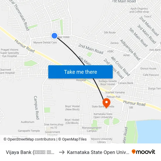 Vijaya Bank (ವಿಜಯಾ ಬ್ಯಾಂಕ್) to Karnataka State Open University map