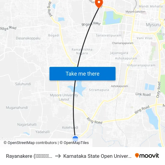 Rayanakere (ರಾಯನಕೆರೆ) to Karnataka State Open University map