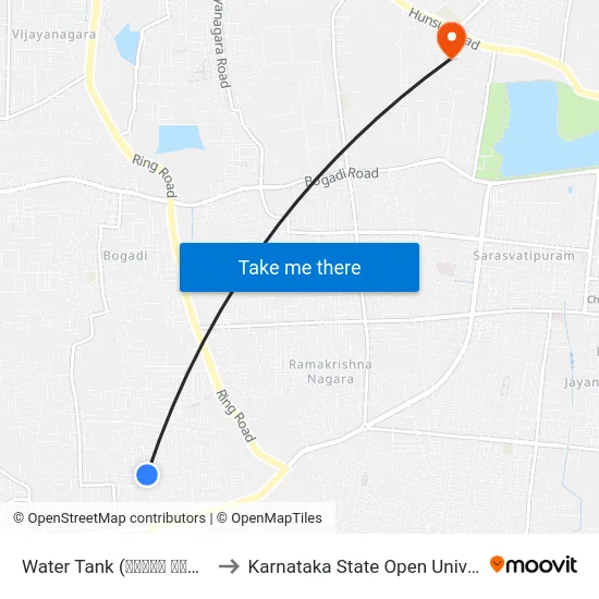Water Tank (ವಾಟರ್‌ ಟ್ಯಾಂಕ್) to Karnataka State Open University map