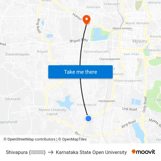 Shivapura (ಶಿವಪುರ) to Karnataka State Open University map