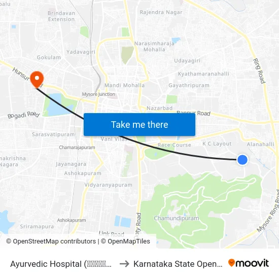 Ayurvedic Hospital (ಆಯುರ್ವೇದ ಆಸ್ಪತ್ರೆ) to Karnataka State Open University map