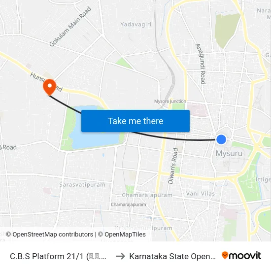 C.B.S Platform 21/1 (ನ.ಬ.ನಿ ಅಂಕಣ 21/1) to Karnataka State Open University map