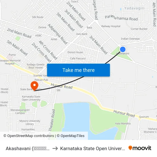 Akashavani (ಆಕಾಶವಾಣಿ) to Karnataka State Open University map
