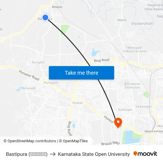 Bastipura (ಬಸತಿಪುರ) to Karnataka State Open University map