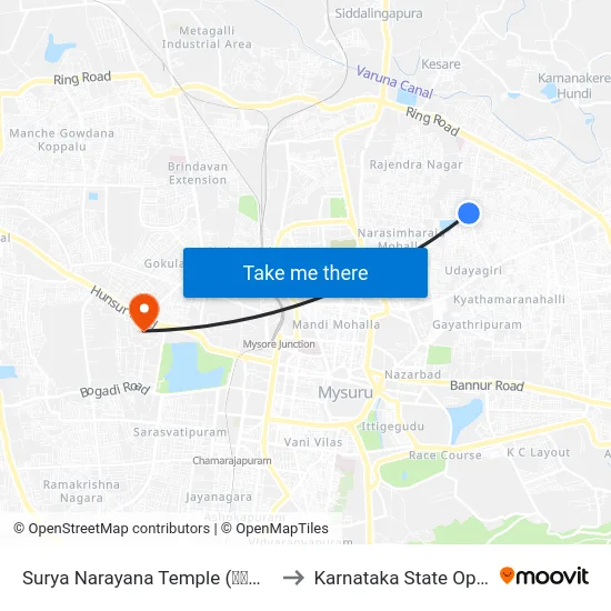 Surya Narayana Temple (ಸೂರ್ಯ ನಾರಾಯಣ ದೇವಸ್ಥಾನ) to Karnataka State Open University map