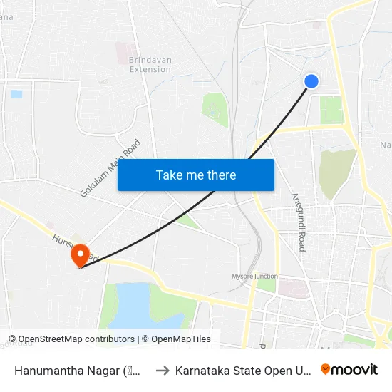 Hanumantha Nagar (ಹನುಮಂತ ನಗರ) to Karnataka State Open University map