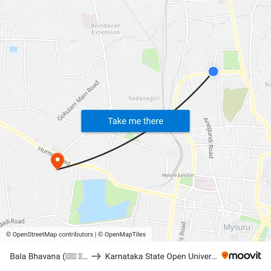 Bala Bhavana (ಬಾಲ ಭವನ) to Karnataka State Open University map