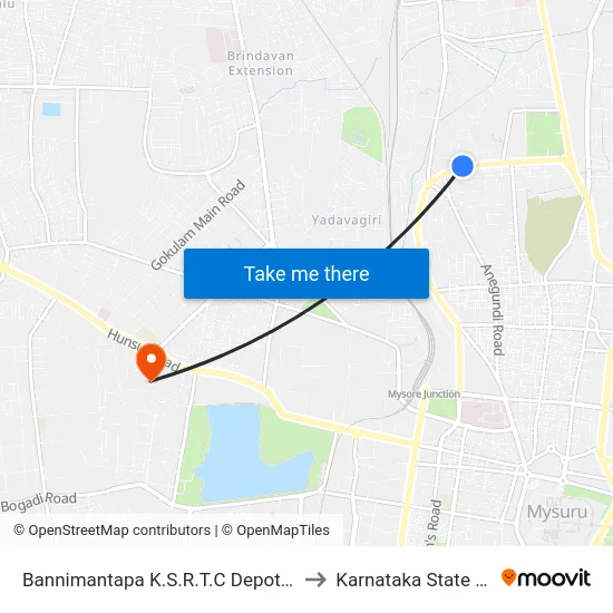Bannimantapa K.S.R.T.C Depot (ಬನ್ನಿಮಂಟಕ ಕ.ರಾ.ರ.ಸಾ.ನಿ ಘಟಕ) to Karnataka State Open University map