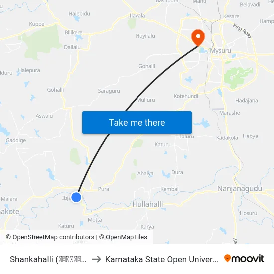 Shankahalli (ಶಂಕಹಳ್ಳಿ) to Karnataka State Open University map