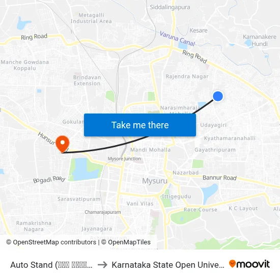 Auto Stand (ಆಟೋ ನಿಲ್ದಾಣ) to Karnataka State Open University map