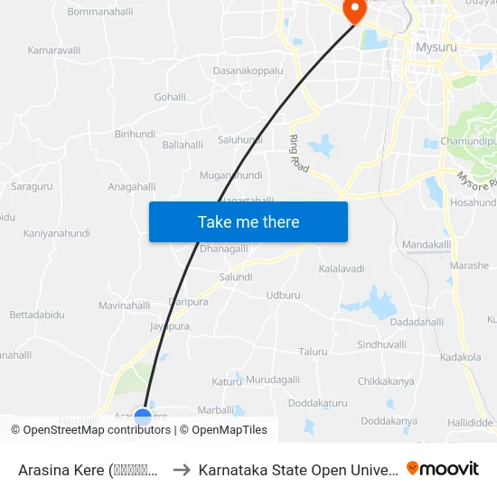 Arasina Kere (ಅರಸಿನಕೆರೆ) to Karnataka State Open University map