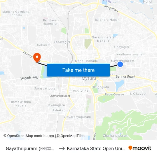 Gayathripuram (ಗಾಯತ್ರಿಪುರಂ) to Karnataka State Open University map