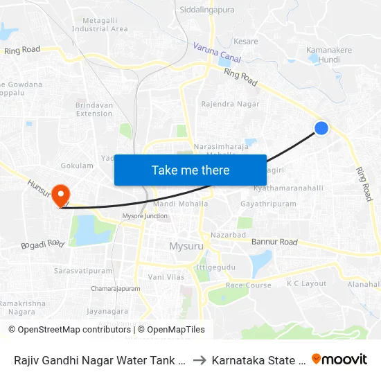 Rajiv Gandhi Nagar Water Tank (ರಾಜೀವಗಾಂಧಿನಗರ ವಾಟರ್ ಟ್ಯಾಂಕ್) to Karnataka State Open University map