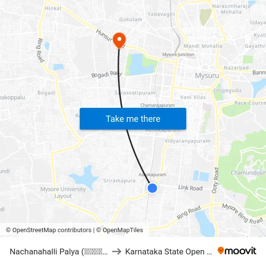 Nachanahalli Palya (ನಾಚನಹಳ್ಳಿ ಪಾಳ್ಯ) to Karnataka State Open University map