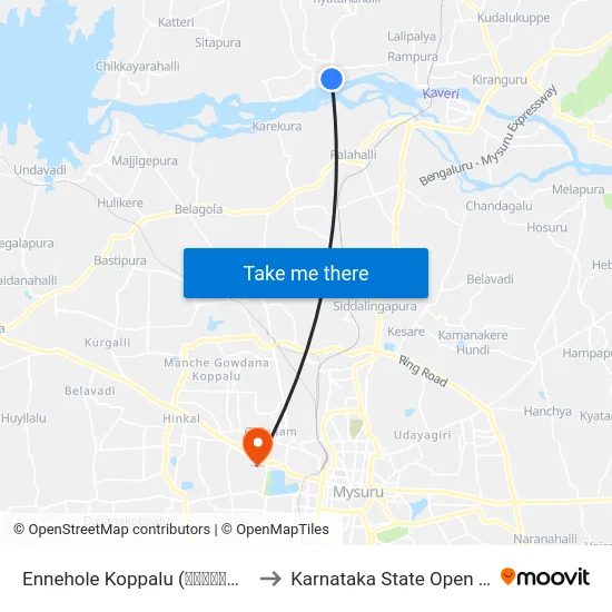 Ennehole Koppalu (ಎಣ್ಣೆಹೊಳೆ ಕೊಪ್ಪಲು) to Karnataka State Open University map