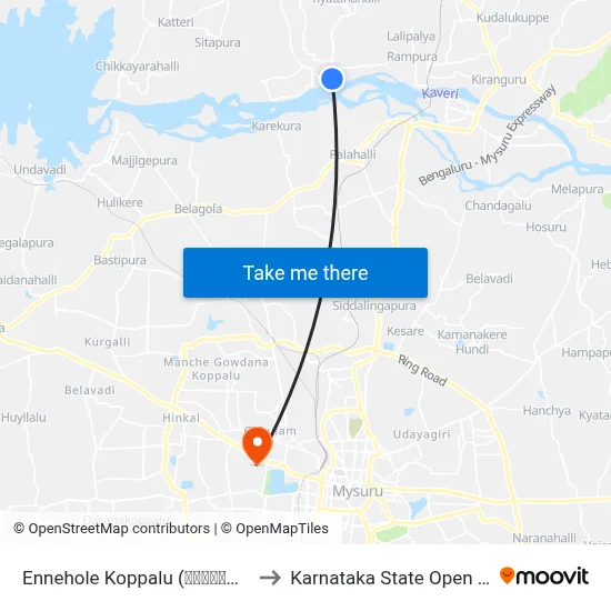 Ennehole Koppalu (ಎಣ್ಣೆಹೊಳೆ ಕೊಪ್ಪಲು) to Karnataka State Open University map