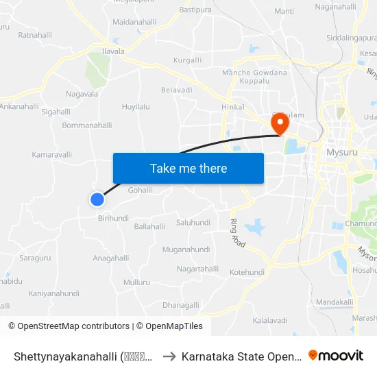 Shettynayakanahalli (ಶೆಟ್ಟಿನಾಯಕನಹಳ್ಳಿ) to Karnataka State Open University map