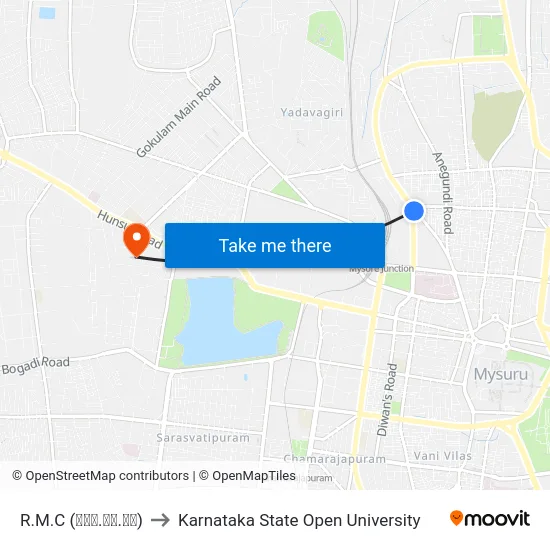 R.M.C (ಆರ್.ಎಂ.ಸಿ) to Karnataka State Open University map