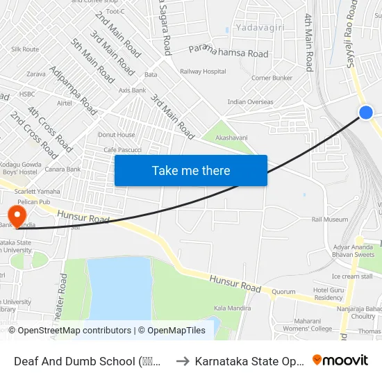 Deaf And Dumb School (ಕಿವುಡ ಮತ್ತು ಮೂಗರ ಶಾಲೆ) to Karnataka State Open University map