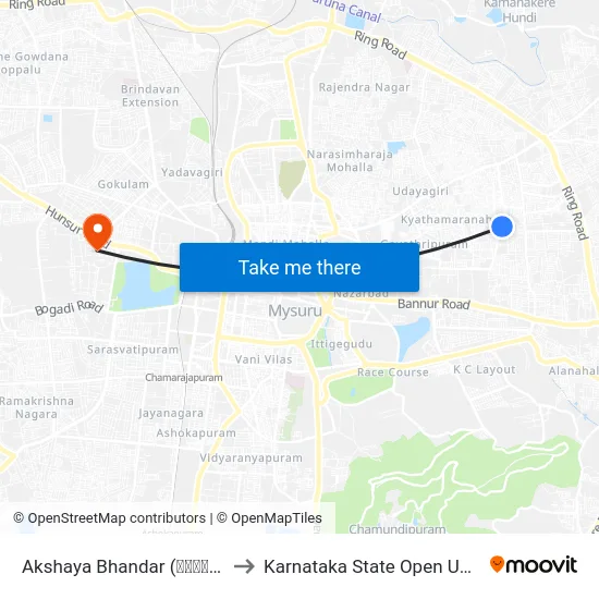 Akshaya Bhandar (ಅಕ್ಷಯ ಭಂಡಾರ) to Karnataka State Open University map