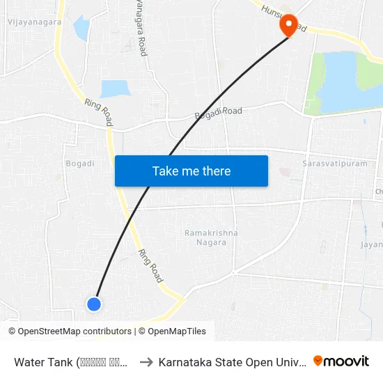 Water Tank (ವಾಟರ್‌ ಟ್ಯಾಂಕ್) to Karnataka State Open University map