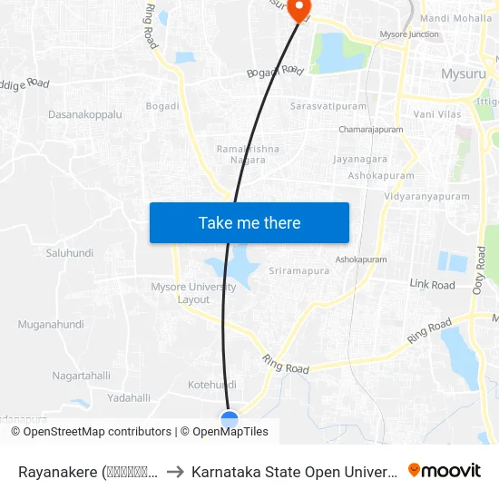 Rayanakere (ರಾಯನಕೆರೆ) to Karnataka State Open University map
