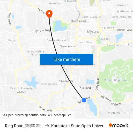 Ring Road (ರಿಂಗ್ ರೋಡ್) to Karnataka State Open University map