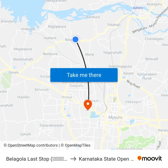 Belagola Last Stop (ಬೆಳಗೊಳ ಕೊನೆಯ ನಿ.) to Karnataka State Open University map