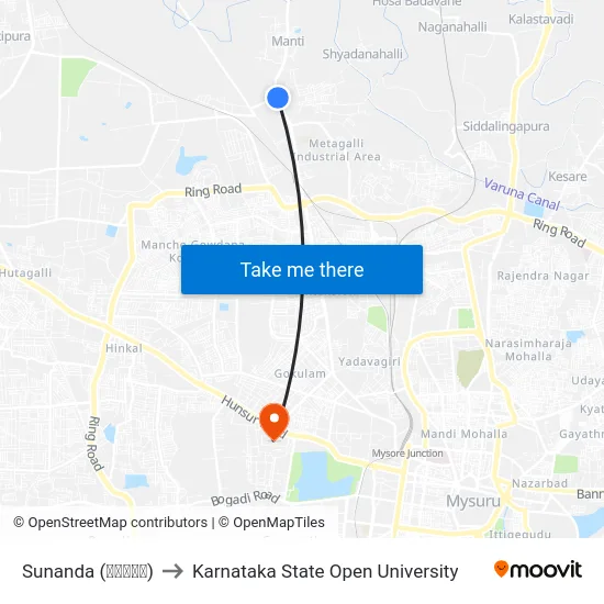 Sunanda (ಸುನಂದ) to Karnataka State Open University map