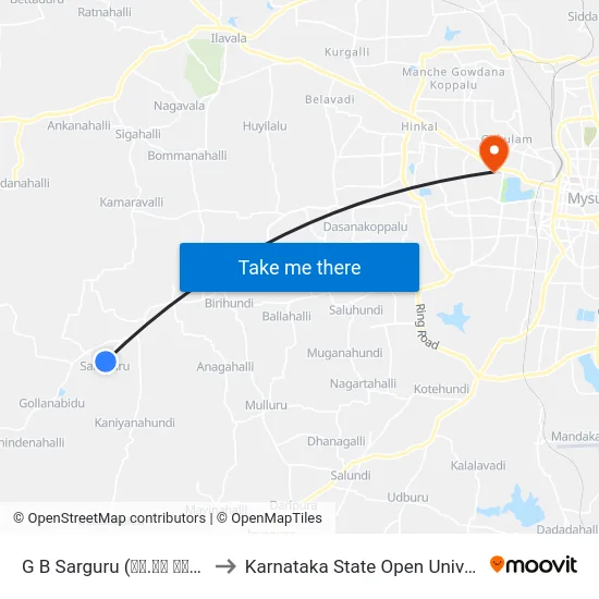 G B Sarguru (ಜಿ.ಬಿ ಸರಗೂರು) to Karnataka State Open University map