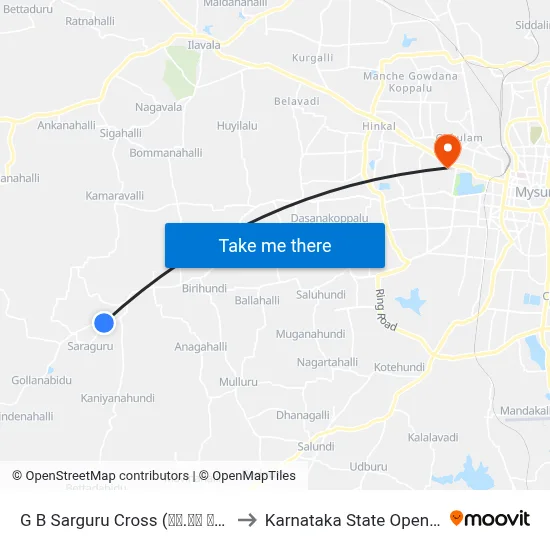 G B Sarguru Cross (ಜಿ.ಬಿ ಸರಗೂರು ಕ್ರಾಸ್) to Karnataka State Open University map