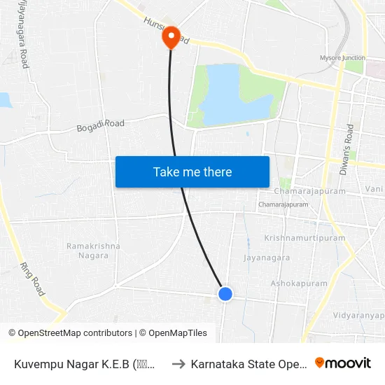 Kuvempu Nagar K.E.B (ಕುವೆಂಪು ನಗರ ಕೆ.ಇ.ಬಿ) to Karnataka State Open University map
