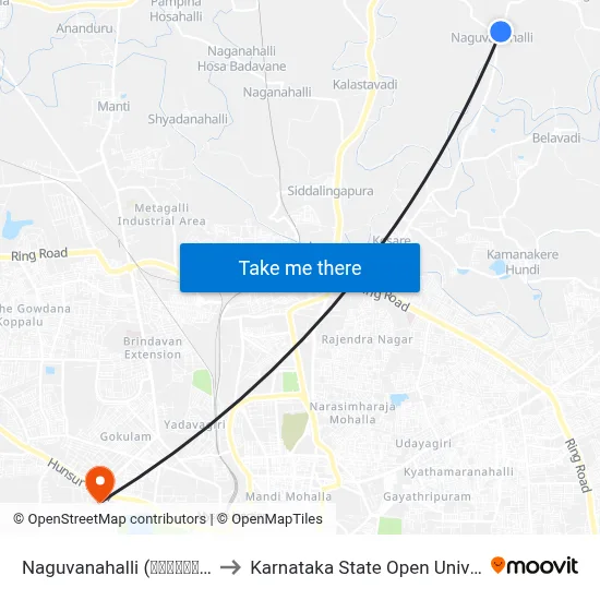 Naguvanahalli (ನಗುವನಹಳ್ಳಿ) to Karnataka State Open University map