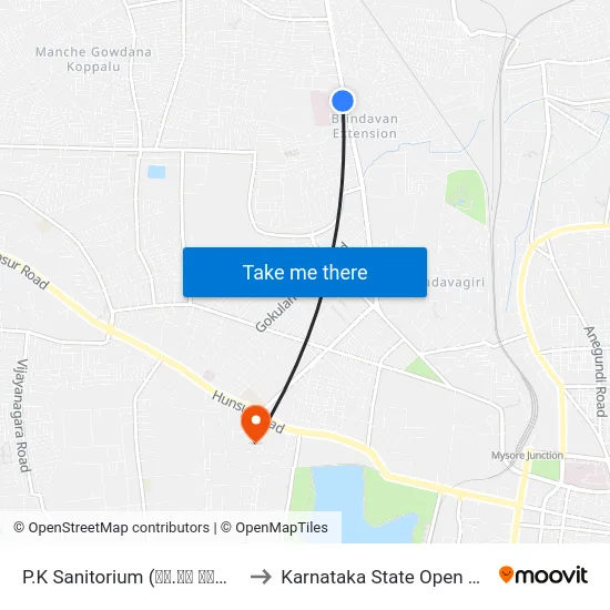P.K Sanitorium (ಪಿ.ಕೆ ಸ್ಯಾನಿಟೋರಿಯಂ) to Karnataka State Open University map