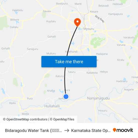 Bidaragodu Water Tank (ಬಿದರಗೊಡು ವಾಟರ್ ಟ್ಯಾಂಕ್) to Karnataka State Open University map